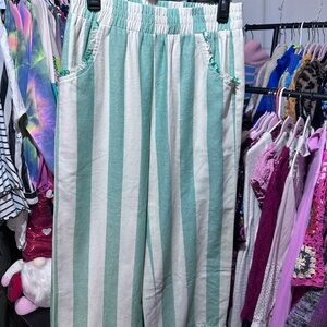 Umgee Mint and White Striped pants